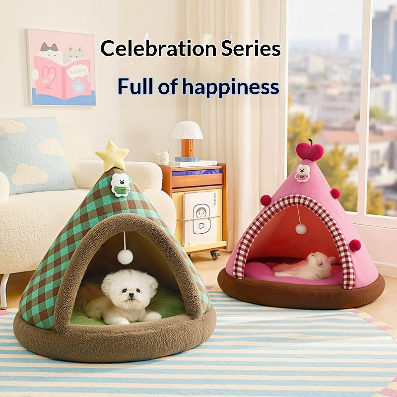 Four-Season Universal Closed-Style Christmas Cat Bed With A Sense Of Security
