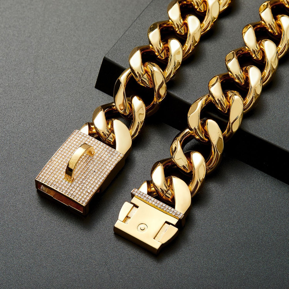 Stainless Steel Golden Single Six-Row Diamond-Encrusted Pet Dog Necklace Collar