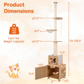 101 Inch Floor to Ceiling Cat Tree Height Adjustable with Litter Box Enclosure-Brown