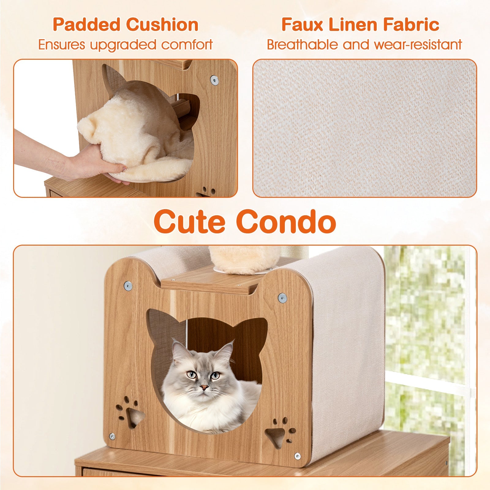 101 Inch Floor to Ceiling Cat Tree Height Adjustable with Litter Box Enclosure-Brown
