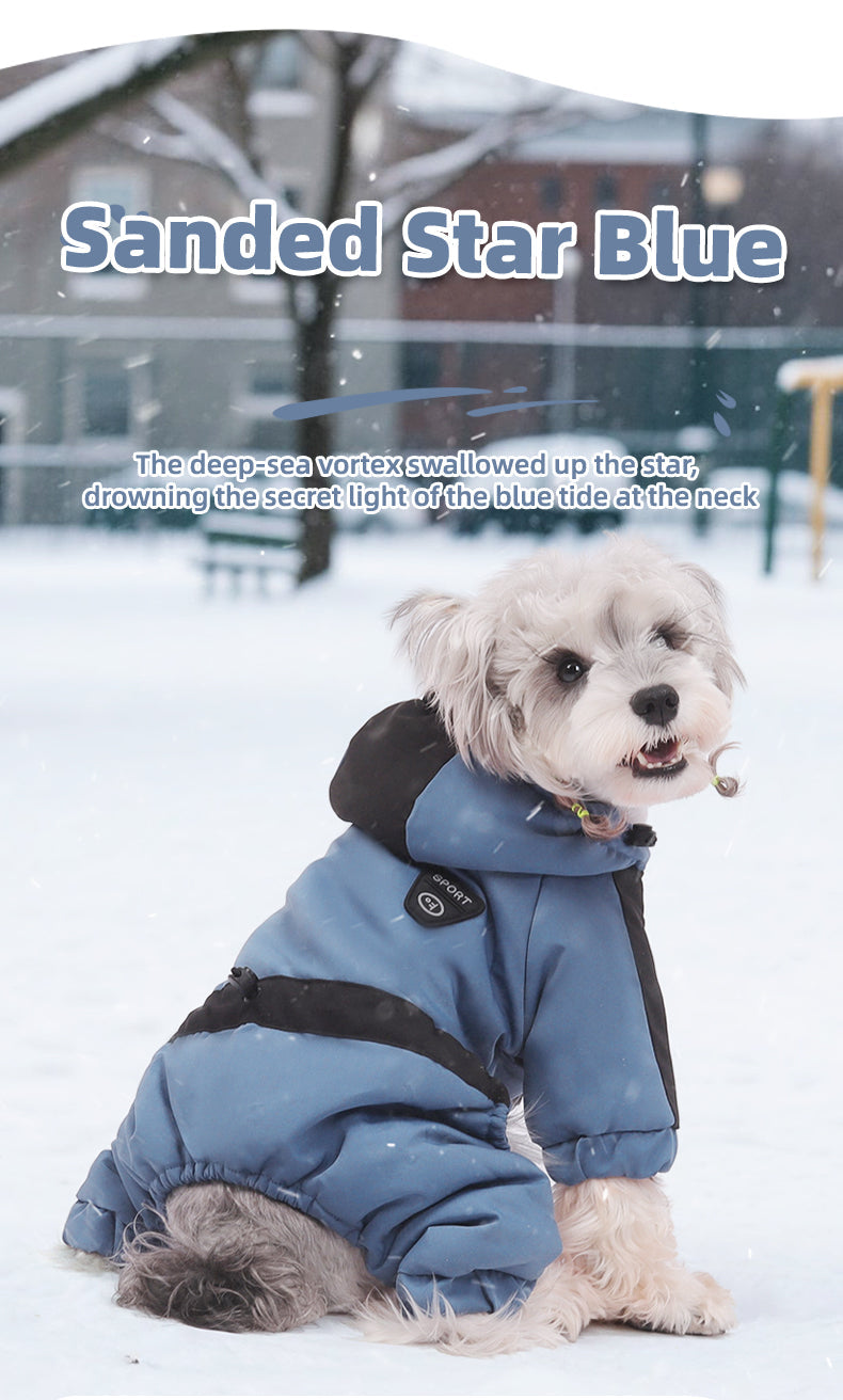 Water Resistant Dog Winter Coat, Graphene Thermal Warm Four Legged Dog Snow Jacket Hooded Pet Cold Weather Snowsuit, Windproof Padded Dog Clothes For Small Medium Dogs