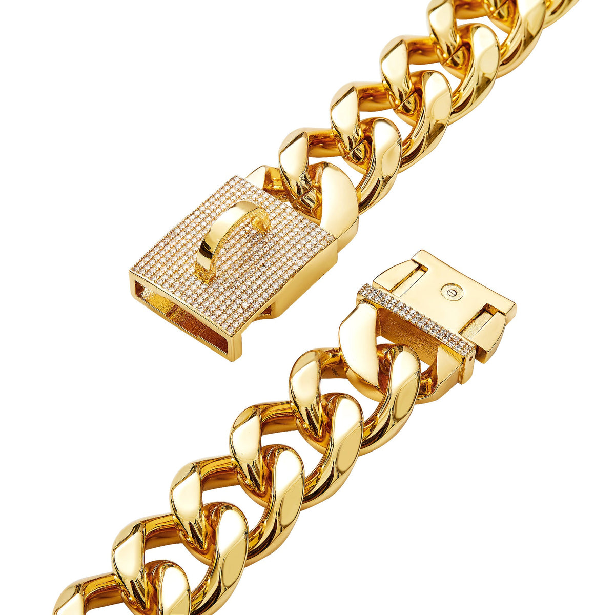 Stainless Steel Golden Single Six-Row Diamond-Encrusted Pet Dog Necklace Collar