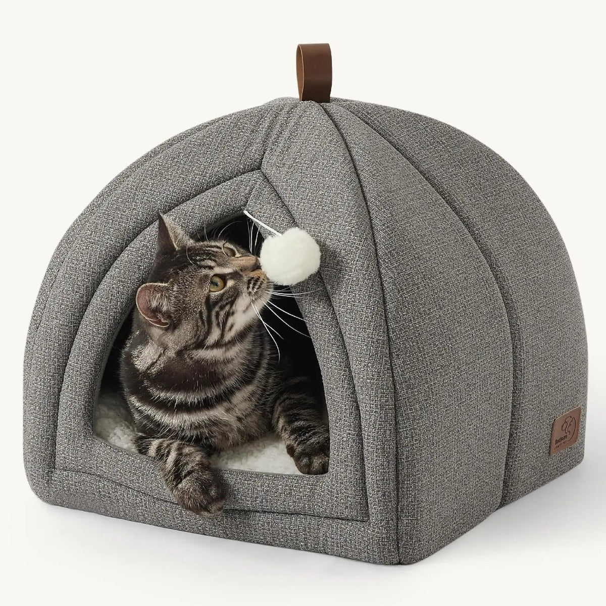 2-in-1 Cat Cave Bed – Foldable Indoor Tent with Washable Cushion