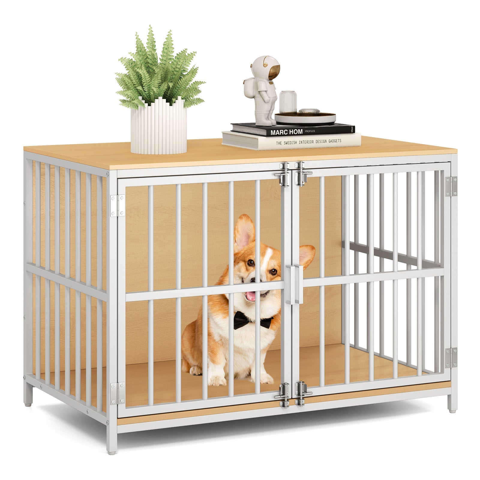 40 Inch Dog Crate Furniture Dog Kennel with Dual Lockable Double Doors