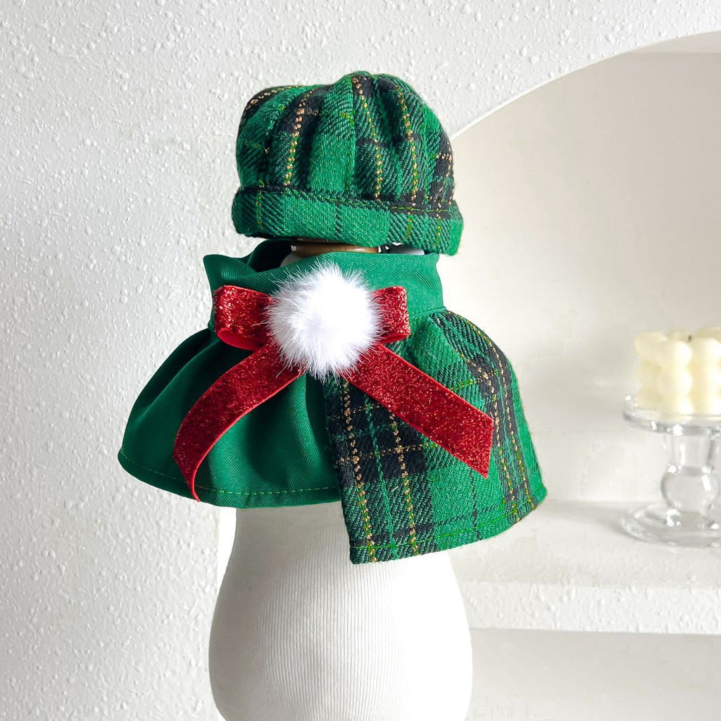Christmas Pet Outfit Octagonal Hat And Scarf Set