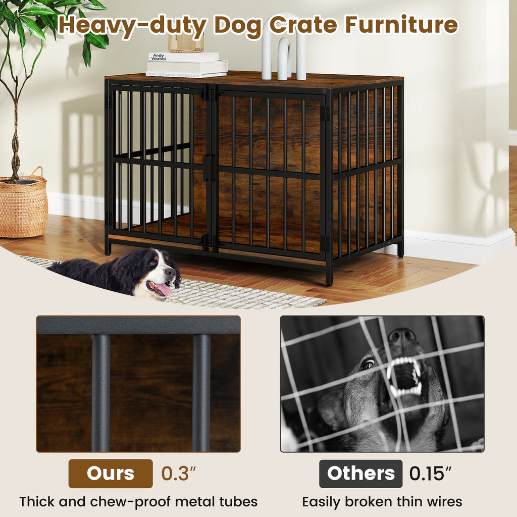 40 Inch Dog Crate Furniture Dog Kennel with Dual Lockable Double Doors