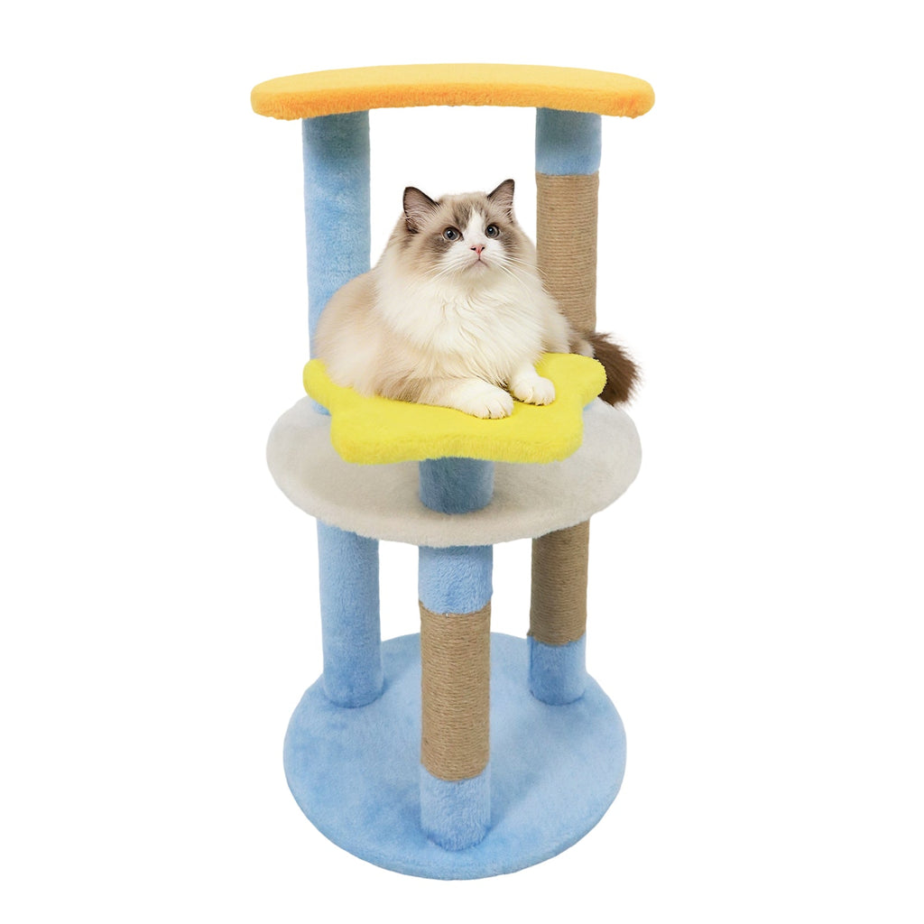 29 Inches Cute Modern Cat Tree with Star and Moon Shaped Platforms