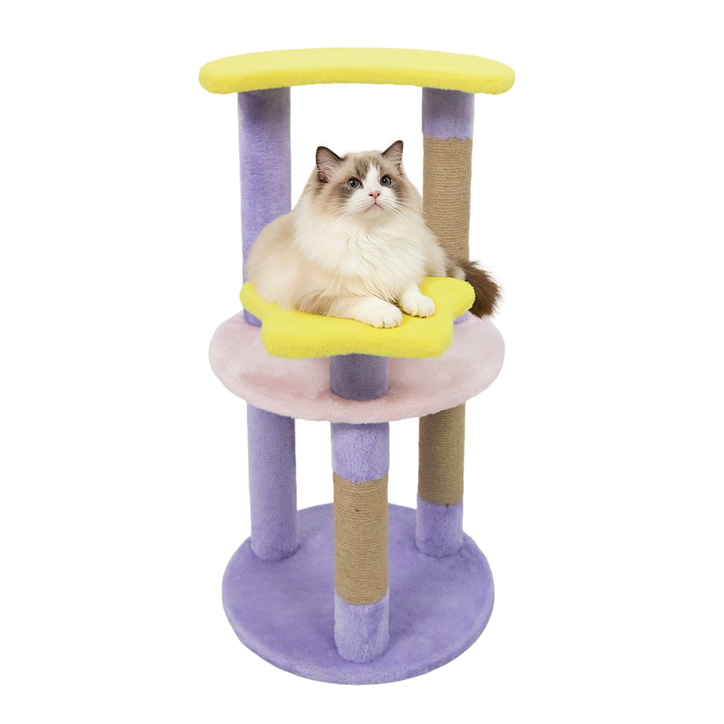 29 Inches Cute Modern Cat Tree with Star and Moon Shaped Platforms