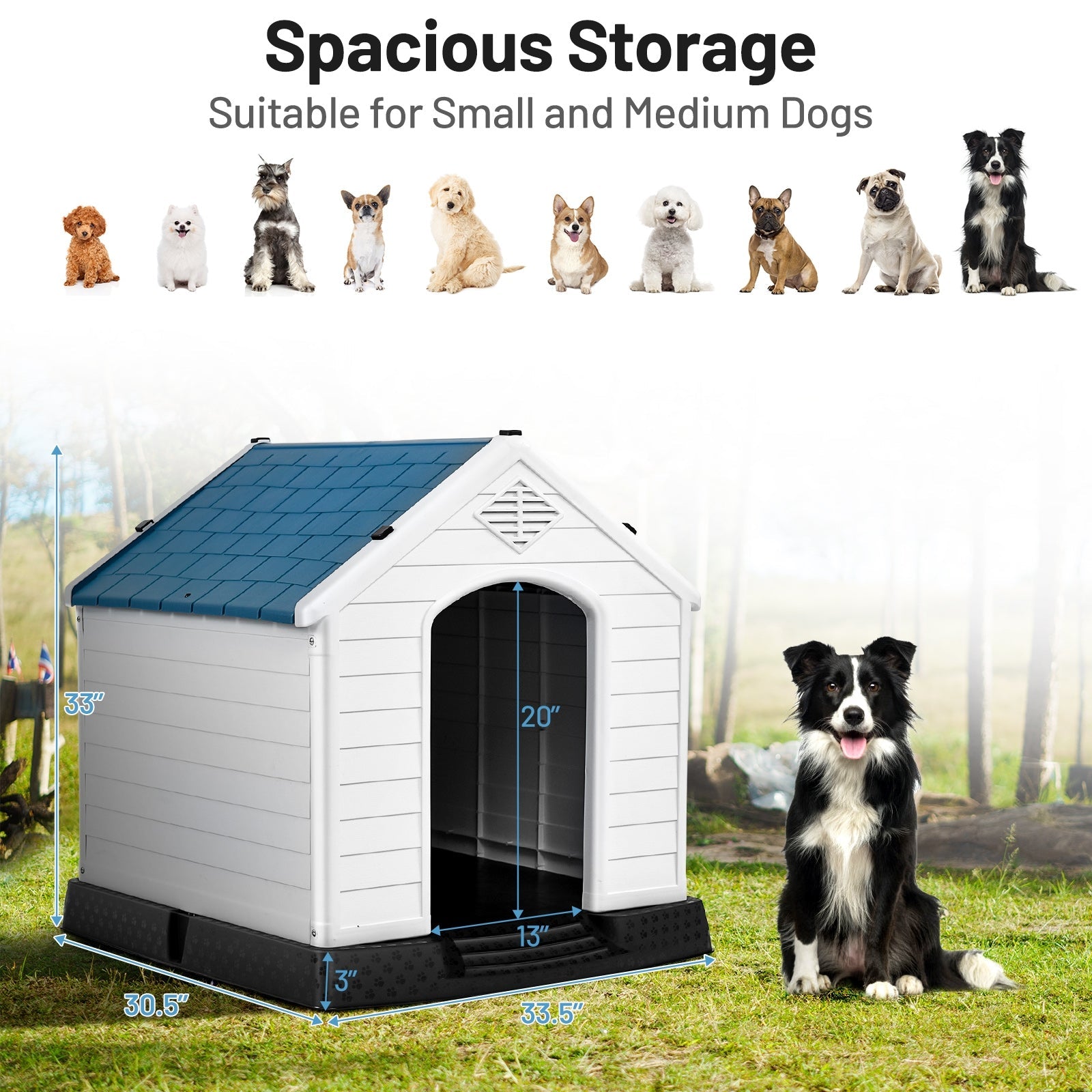 Indoor/Outdoor Waterproof Plastic Dog House Pet Puppy Shelter