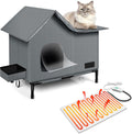 Insulated Weather-Resistant Cat Shelter with Heating Pad