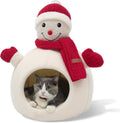 Christmas Snowman Cat Cave Bed – Cozy Indoor Pet Hideaway