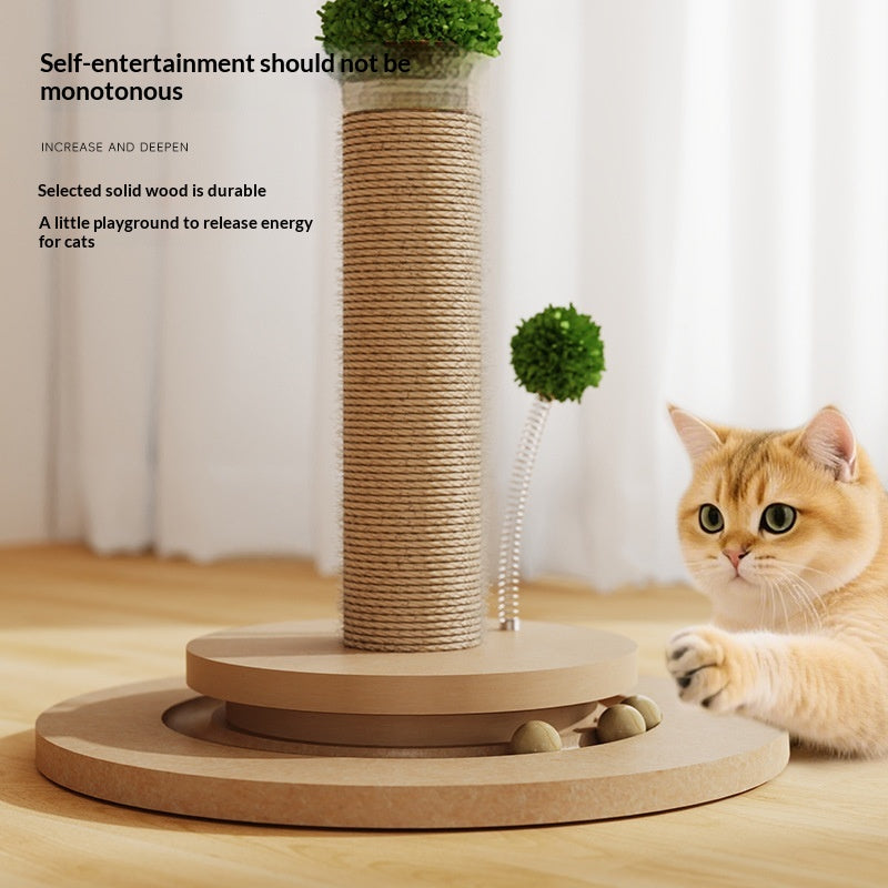 Cat Climbing Frame With Solid Wood Scratching Board, Durable Scratch-Resistant Cat Teaser Stick, Not Easy To Shed Debris, Cat Toy, Pet Supplies, Cross-Border Hot Seller