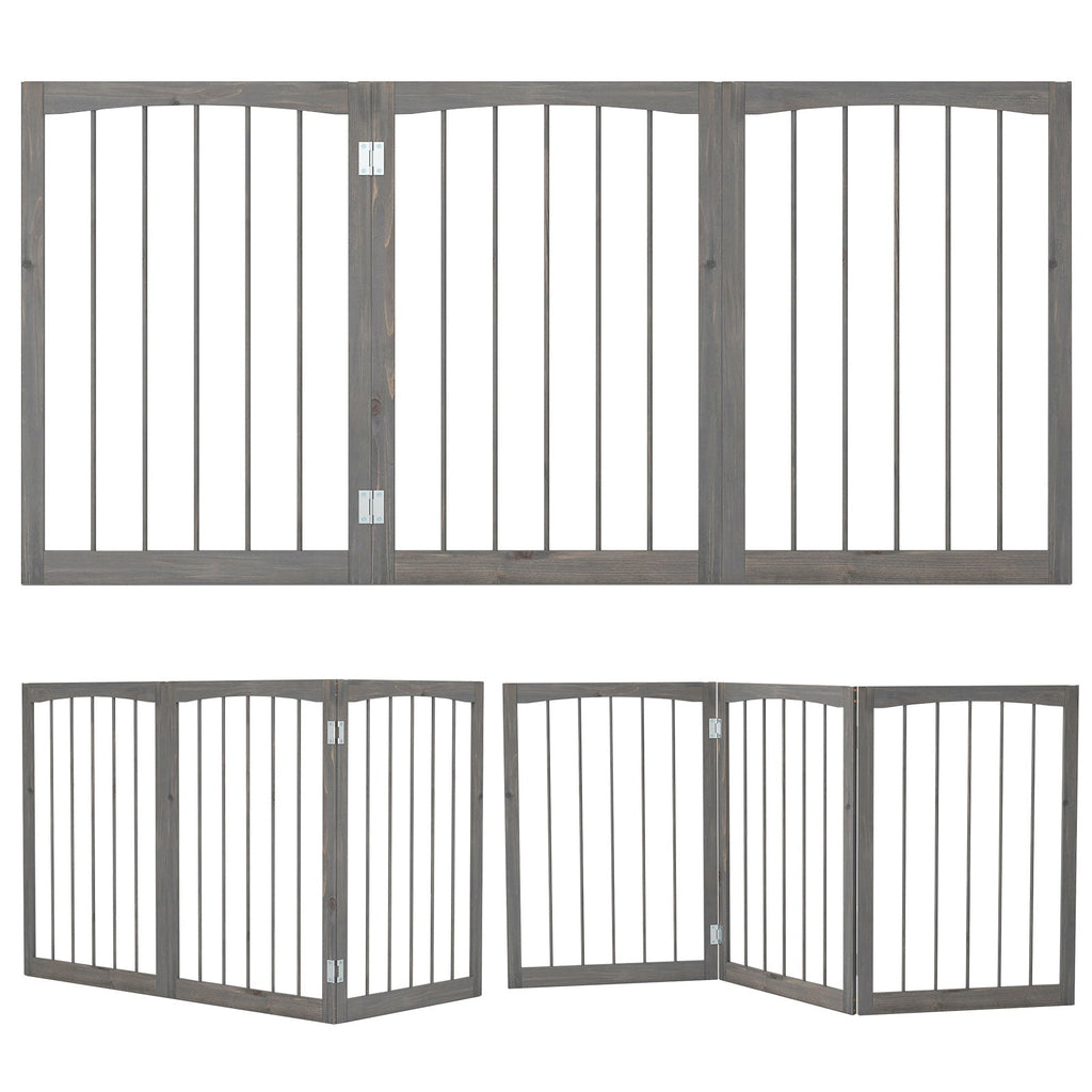 30 Inch Tall Wooden Pet Fence for Cats Small and Medium Dogs-Gray