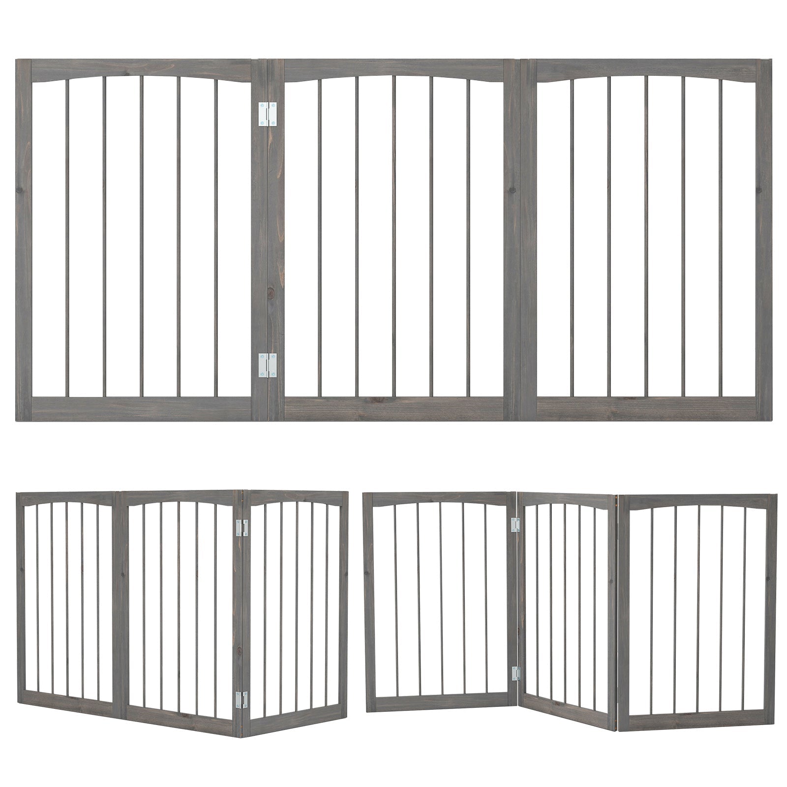 30 Inch Tall Wooden Pet Fence for Cats Small and Medium Dogs-Gray