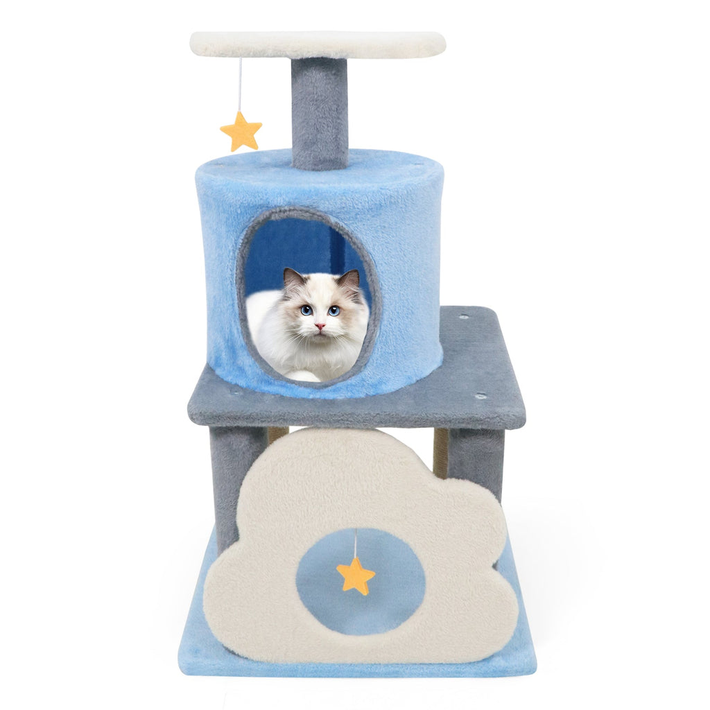 31.5" Cute Modern Cat Tree Multi-Level Kitten Tower