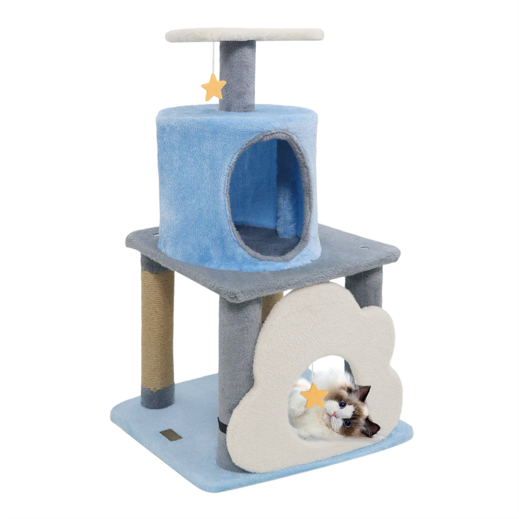 31.5" Cute Modern Cat Tree Multi-Level Kitten Tower