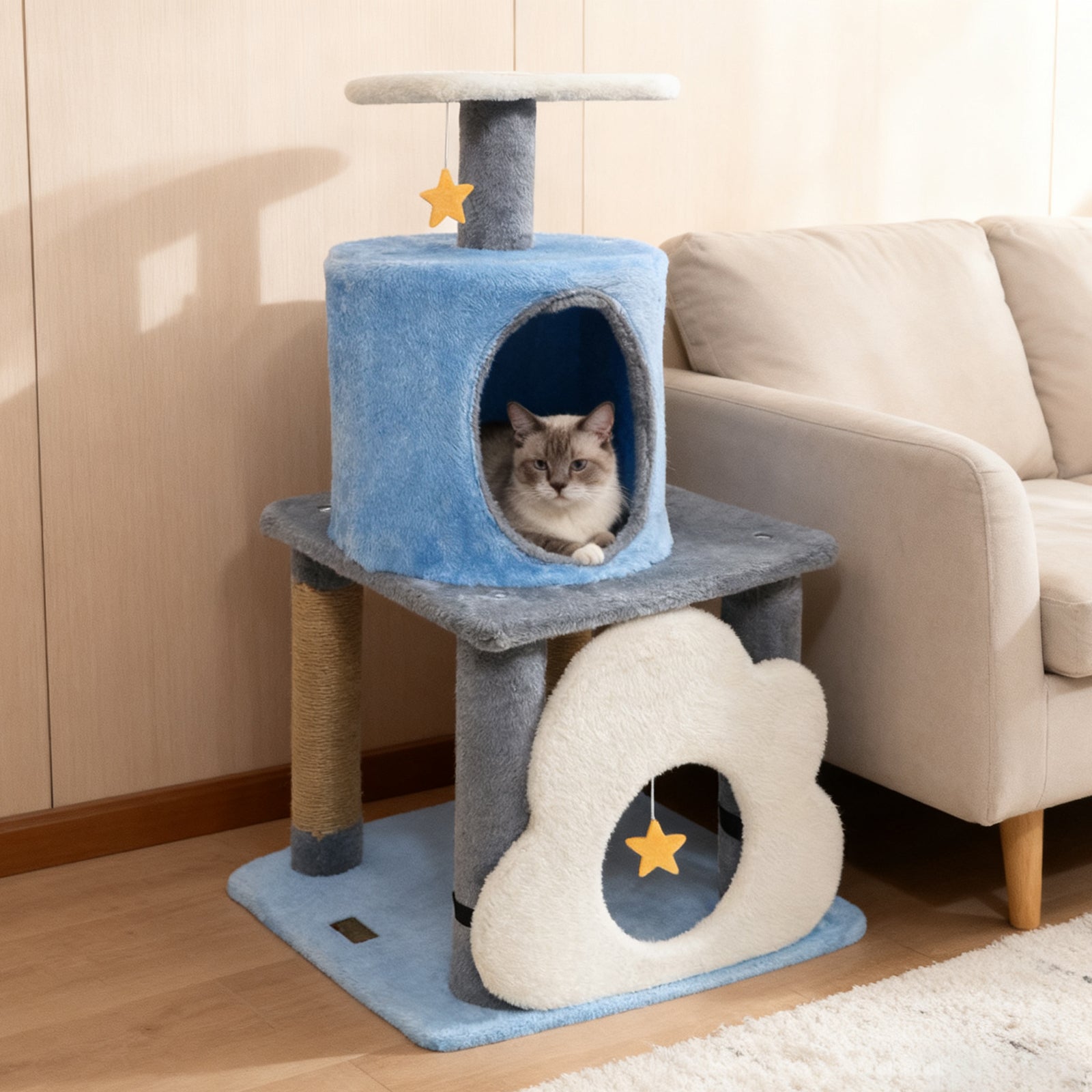31.5" Cute Modern Cat Tree Multi-Level Kitten Tower