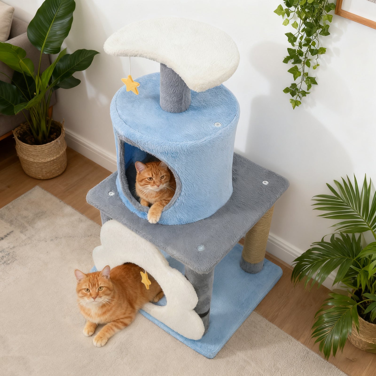 31.5" Cute Modern Cat Tree Multi-Level Kitten Tower