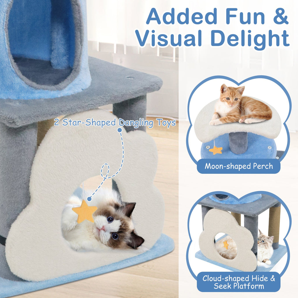 31.5" Cute Modern Cat Tree Multi-Level Kitten Tower