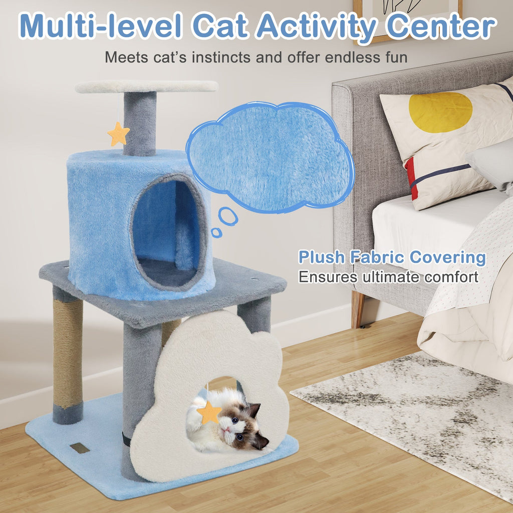 31.5" Cute Modern Cat Tree Multi-Level Kitten Tower
