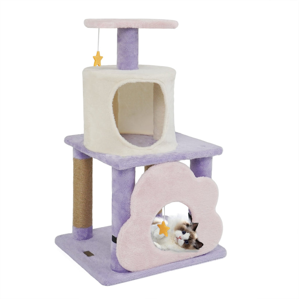 31.5" Cute Modern Cat Tree Multi-Level Kitten Tower