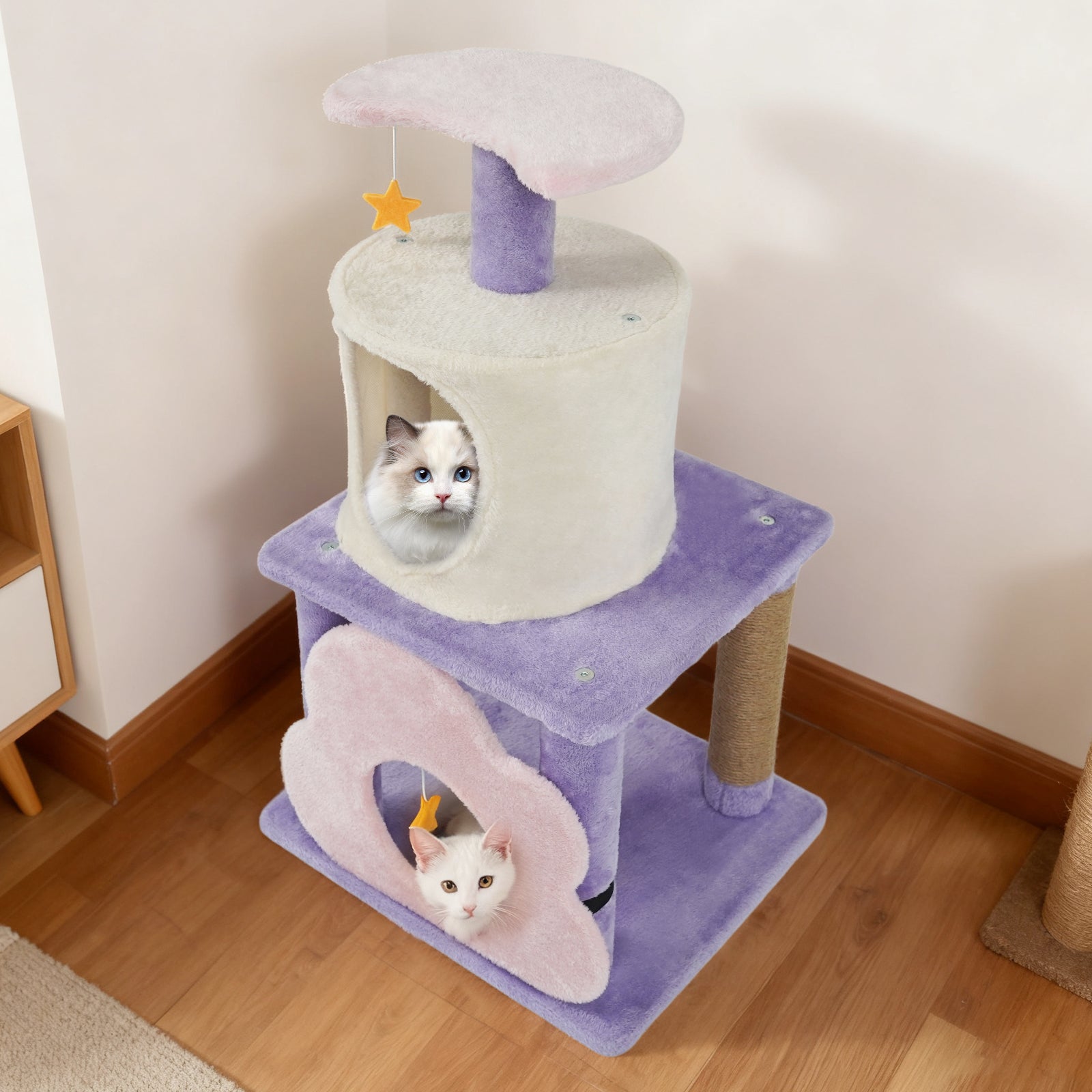 31.5" Cute Modern Cat Tree Multi-Level Kitten Tower