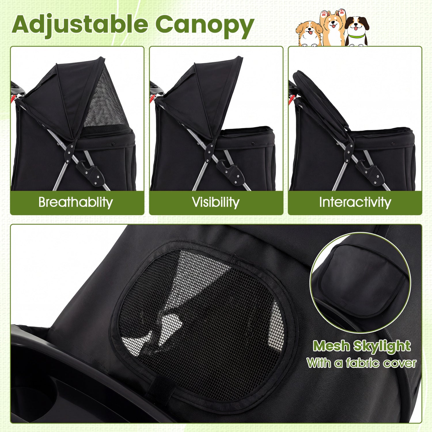 3 Wheel Pet Stroller for Small Dogs Cats up to 33 LBS