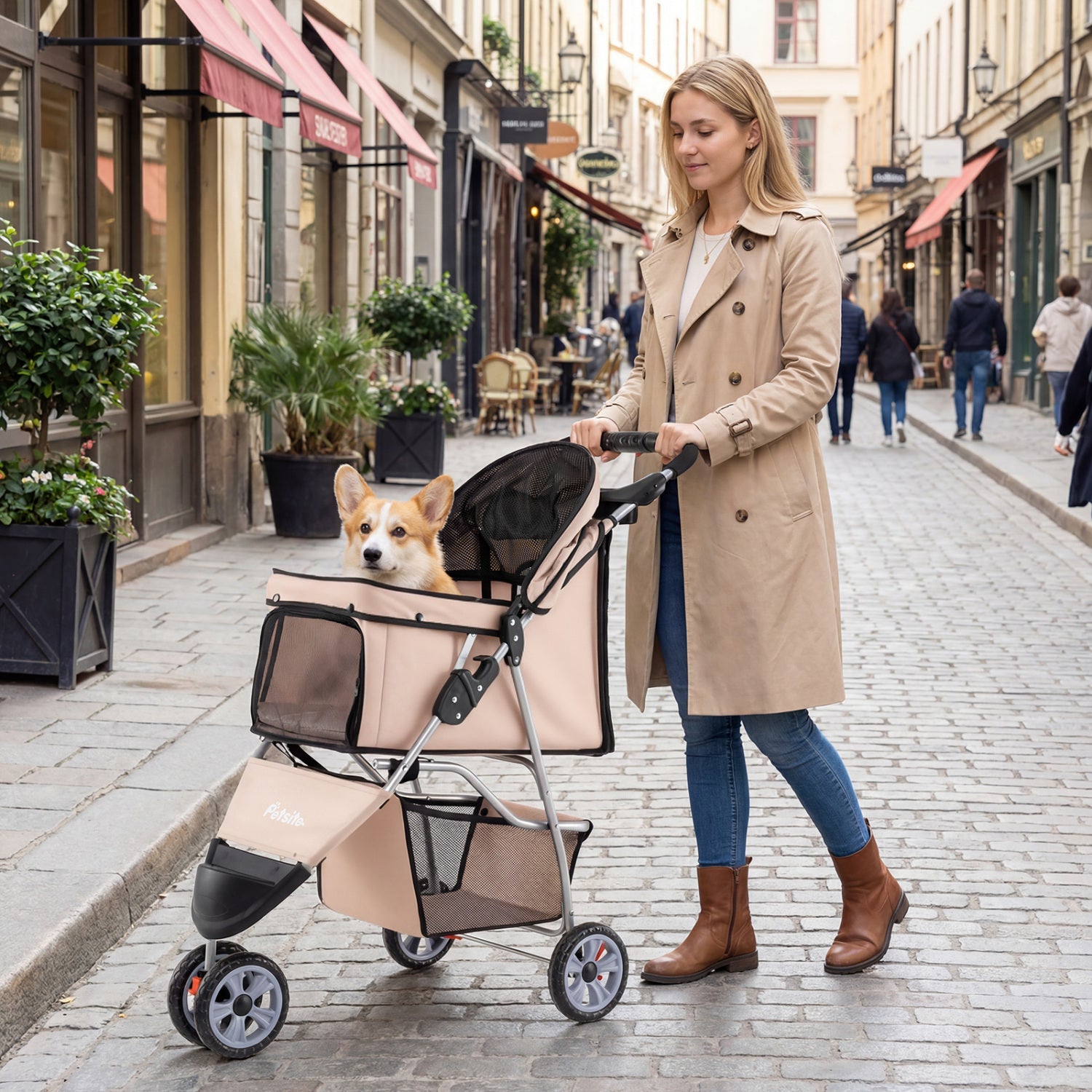 3 Wheel Pet Stroller for Small Dogs Cats up to 33 LBS