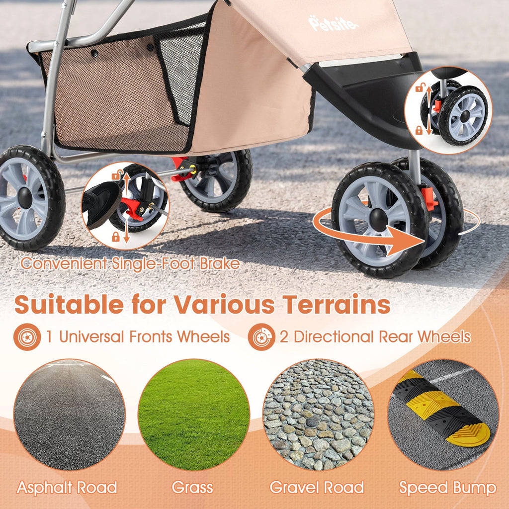 3 Wheel Pet Stroller for Small Dogs Cats up to 33 LBS