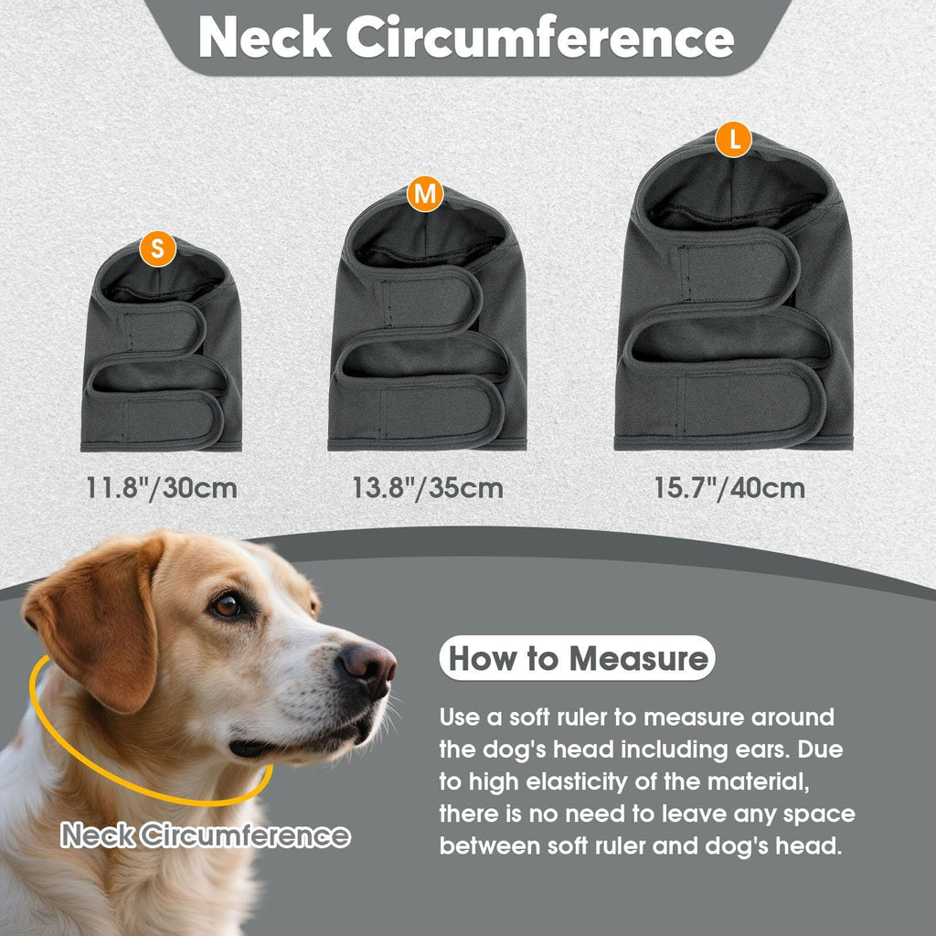 Calming Hoodie Dog Ear Covers-No Shake Hematomas Ear Wraps For Dogs, Adjustable Head Wrap Muffs Noise Cancelling Protector, Anxiety Relief, Fireworks & Grooming Bathing