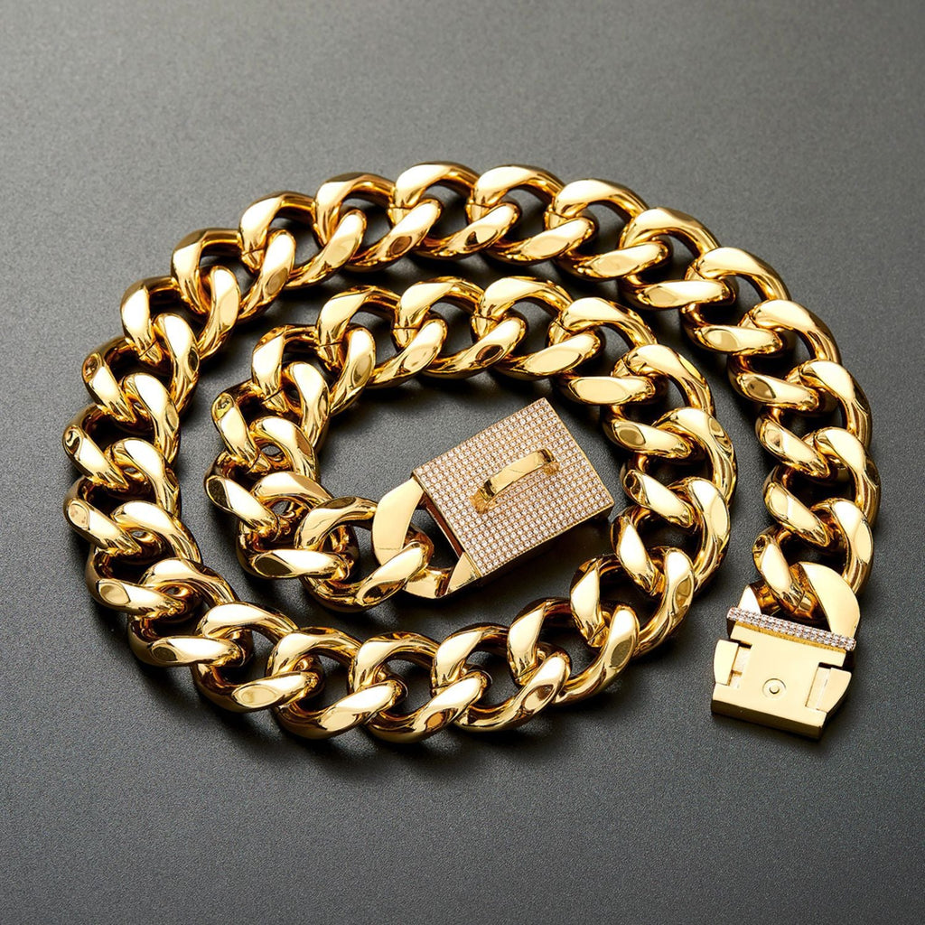 Stainless Steel Golden Single Six-Row Diamond-Encrusted Pet Dog Necklace Collar