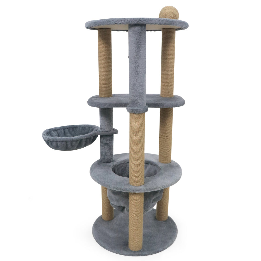 47 Inches Tall Cat Tower with Cat Nest and Scratching Posts-Gray