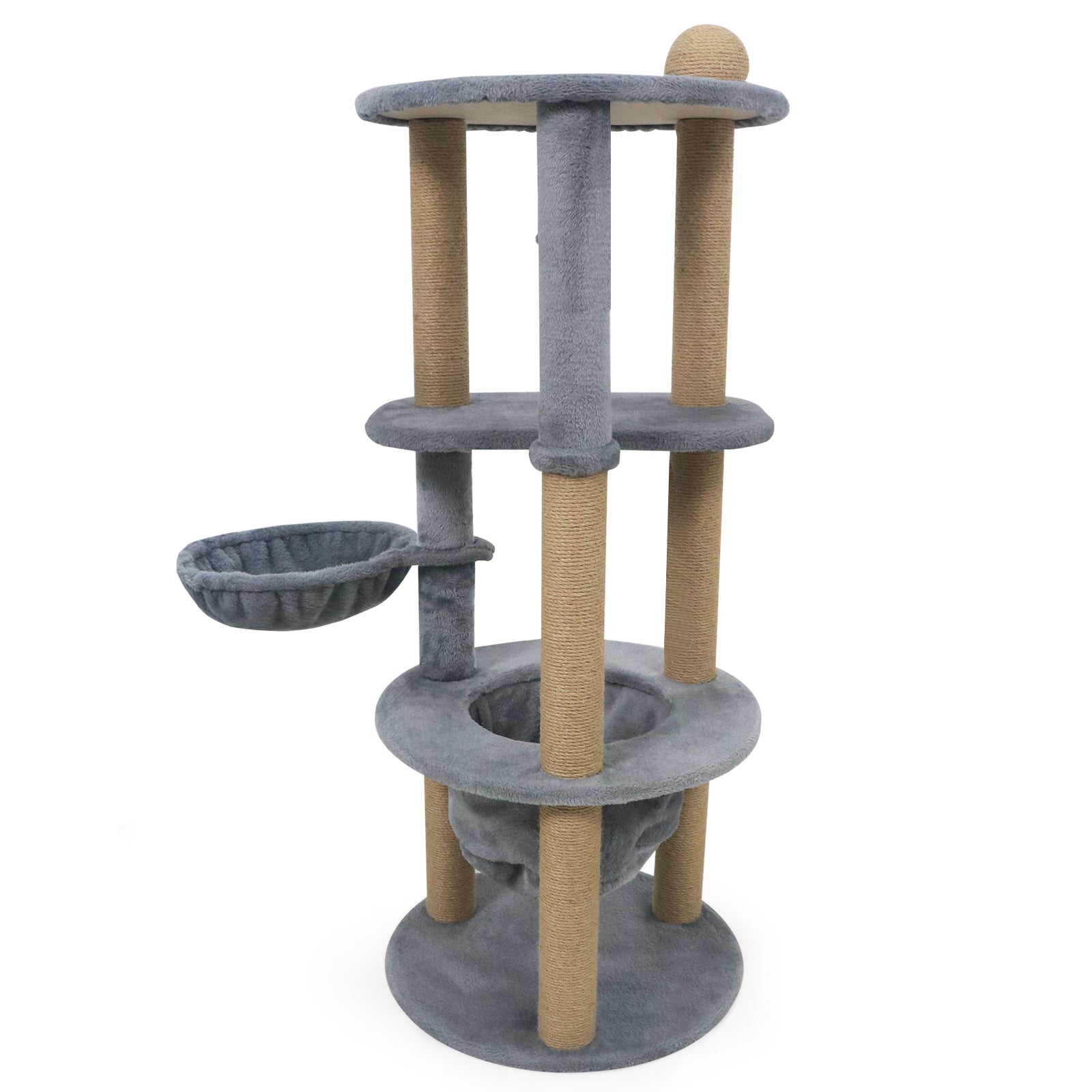 47 Inches Tall Cat Tower with Cat Nest and Scratching Posts-Gray