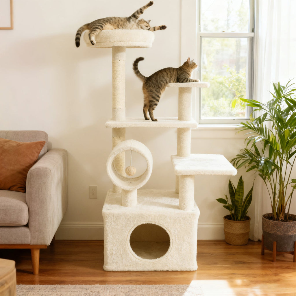 48 Inches Tall Cat Tree Multi-Level Kitten Tower with Large Condo Padded Top Perch