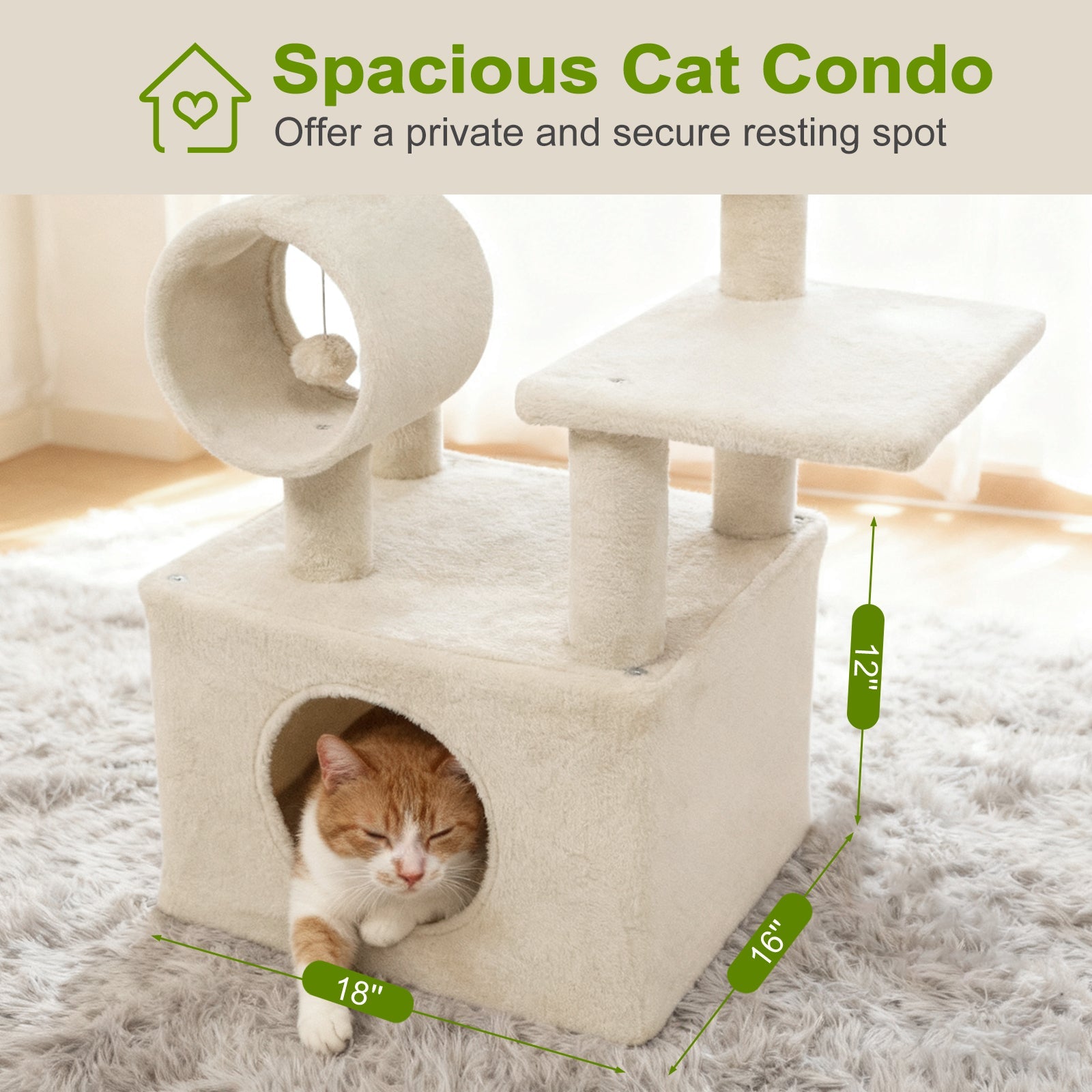 48 Inches Tall Cat Tree Multi-Level Kitten Tower with Large Condo Padded Top Perch