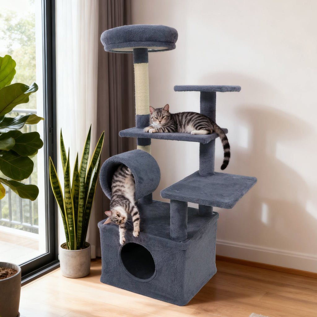 48 Inches Tall Cat Tree Multi-Level Kitten Tower with Large Condo Padded Top Perch