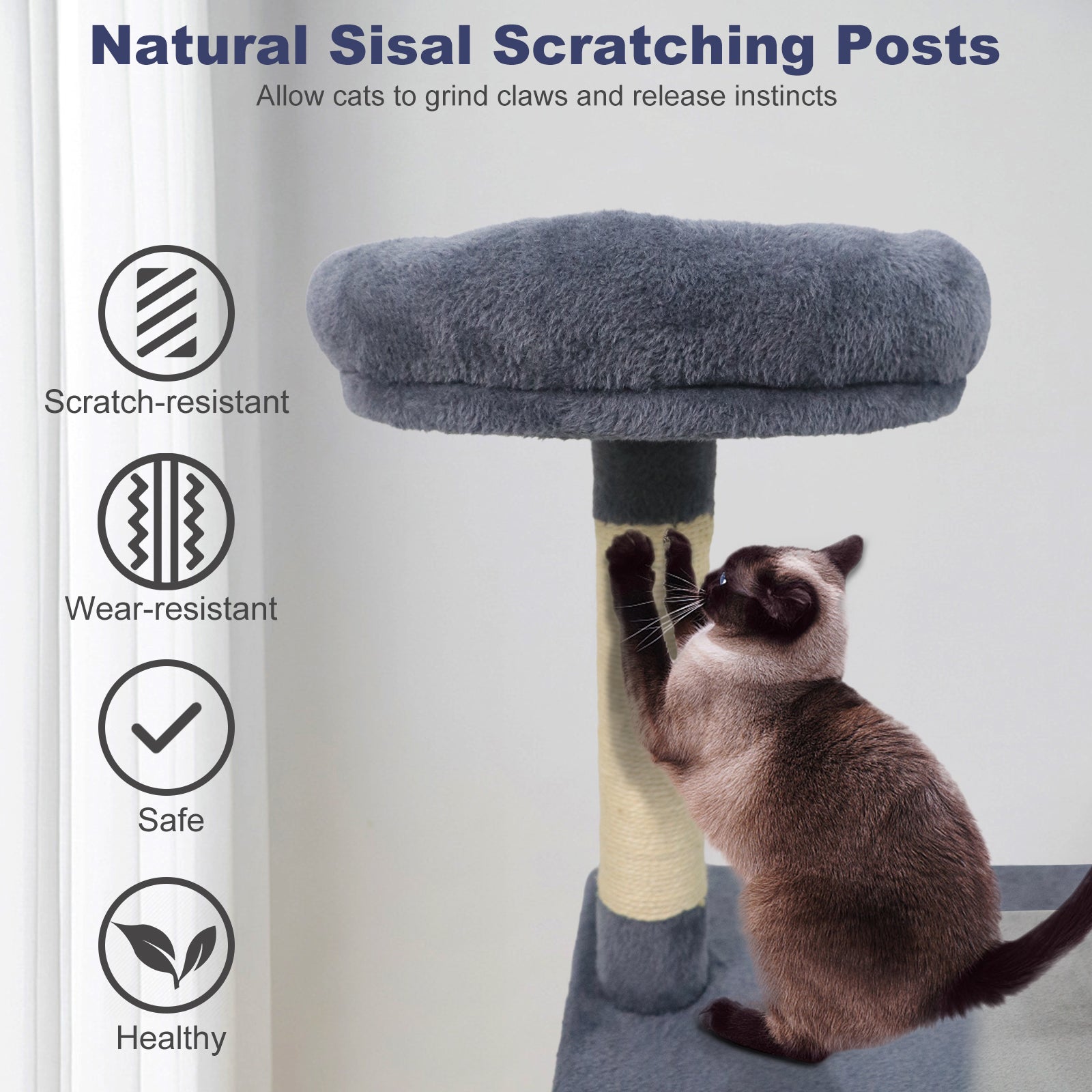 48 Inches Tall Cat Tree Multi-Level Kitten Tower with Large Condo Padded Top Perch