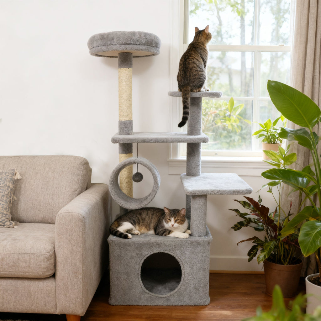 48 Inches Tall Cat Tree Multi-Level Kitten Tower with Large Condo Padded Top Perch