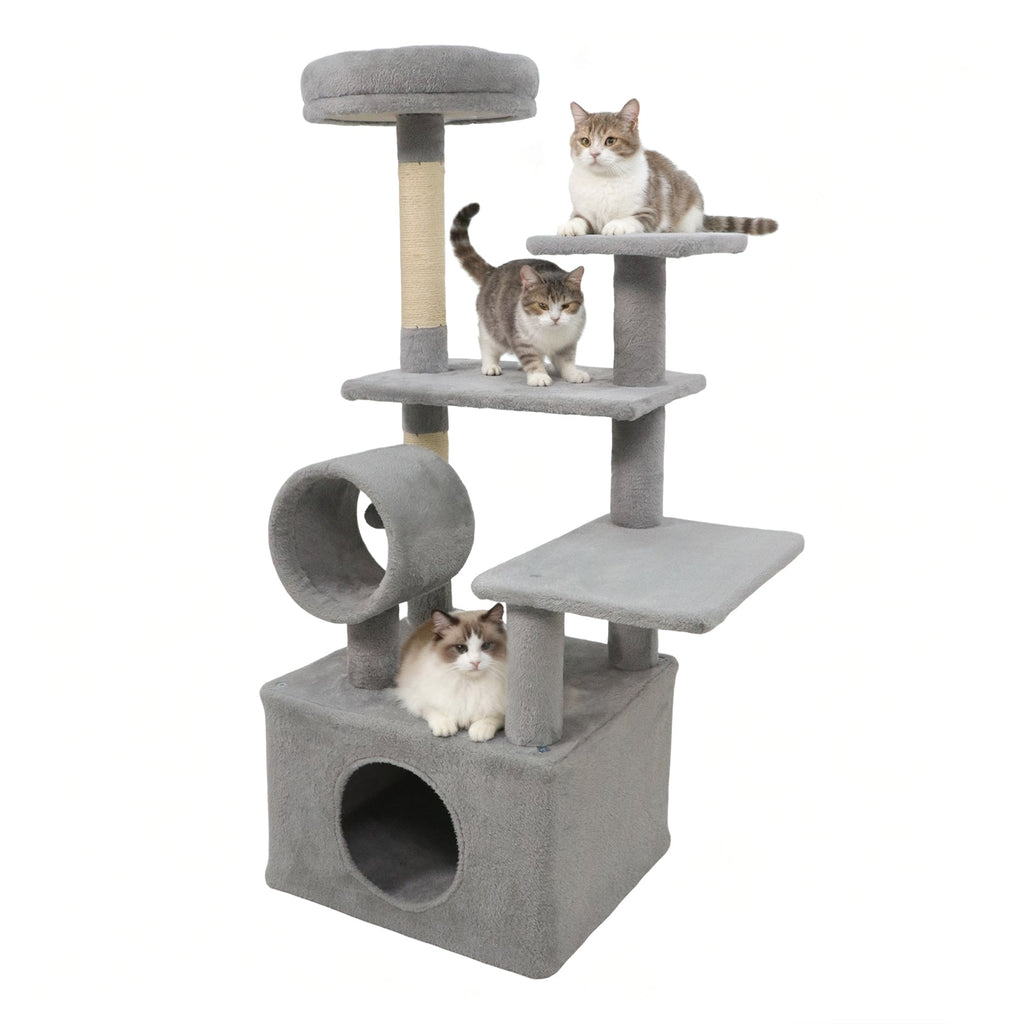 48 Inches Tall Cat Tree Multi-Level Kitten Tower with Large Condo Padded Top Perch
