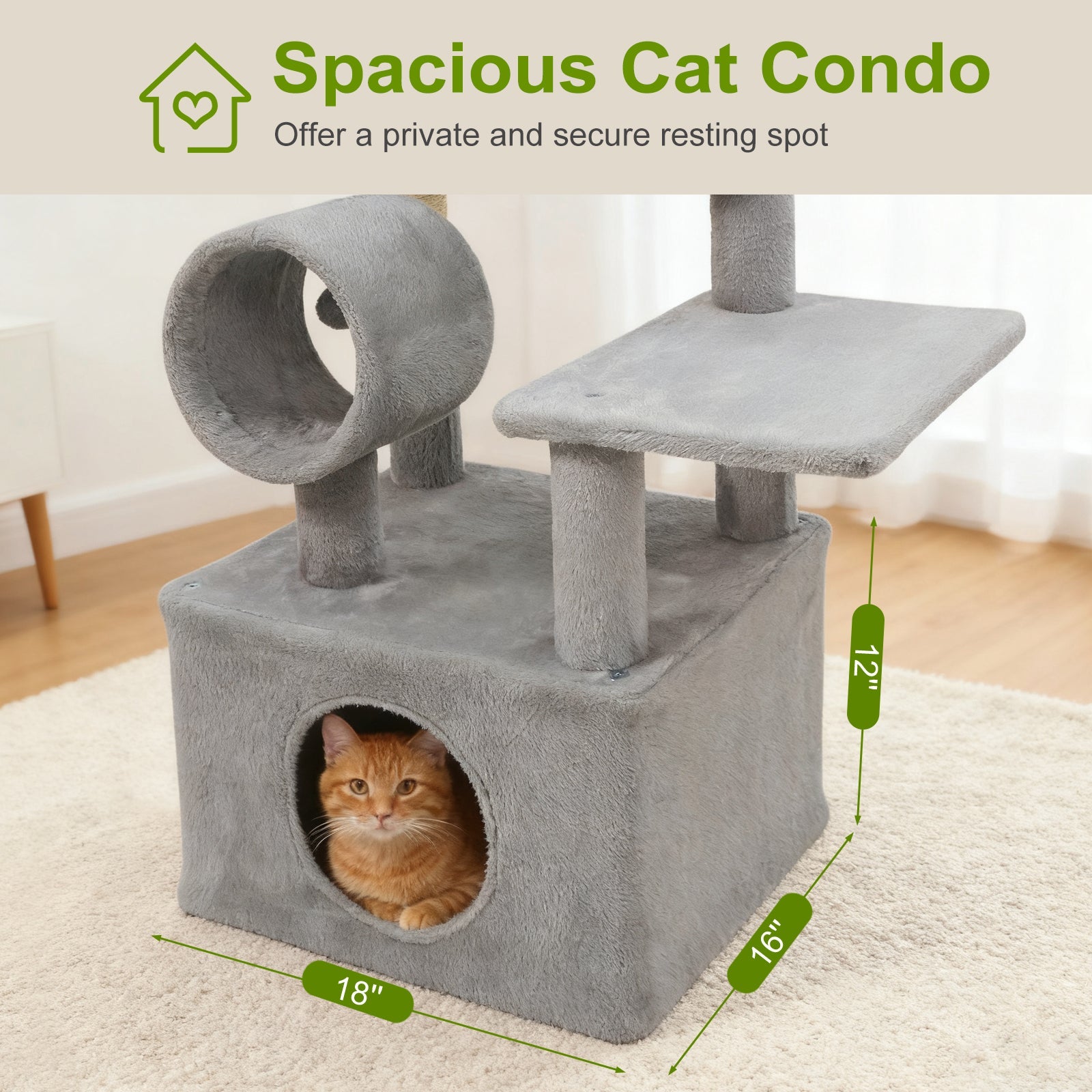 48 Inches Tall Cat Tree Multi-Level Kitten Tower with Large Condo Padded Top Perch