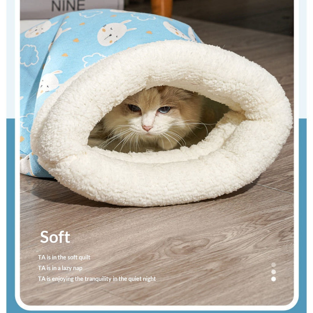 Thickened Cute Cartoon Enclosed Cat Sleeping Bag For Autumn Winter
