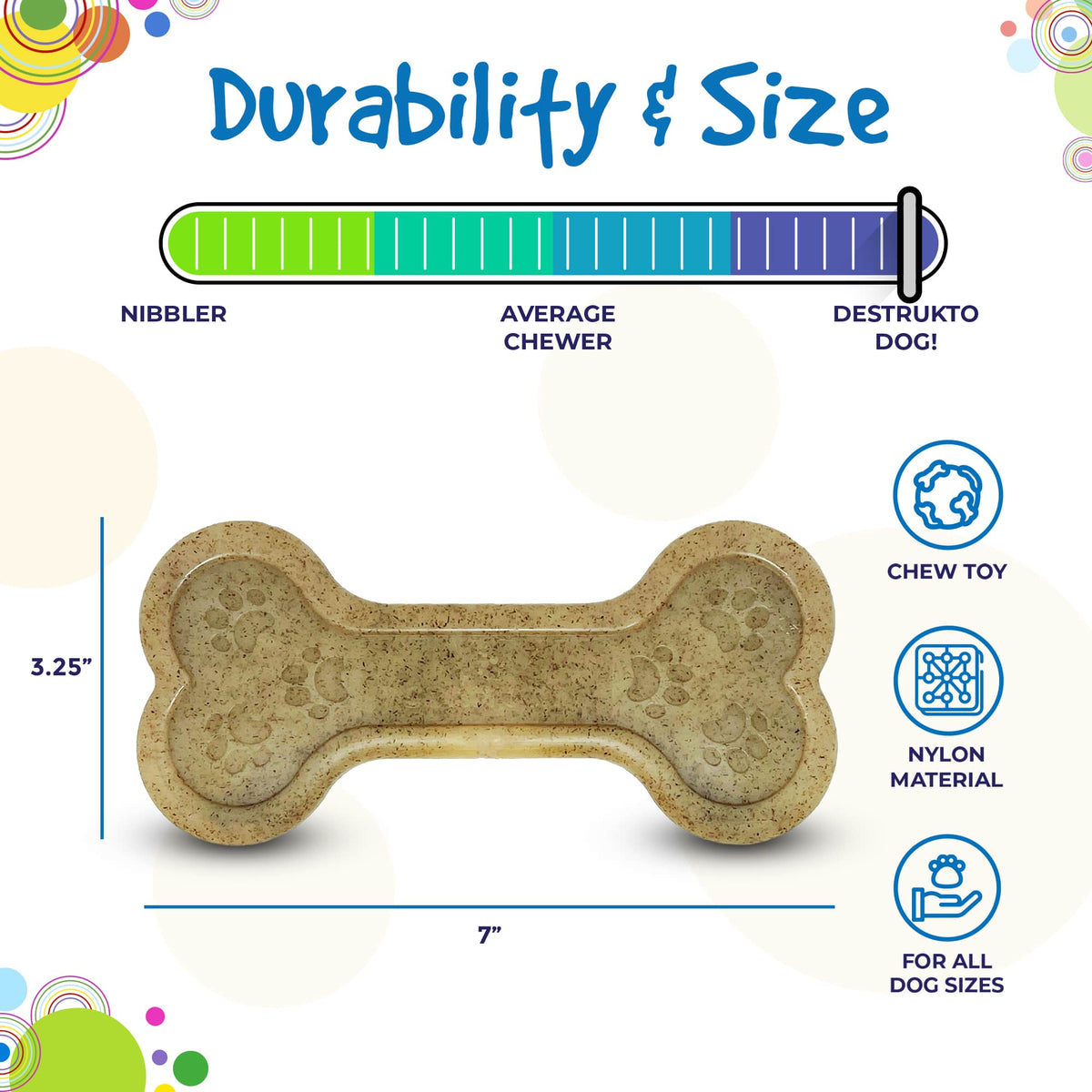 Bone eChew Ultra Durable Nylon Dog Chew Toy for Aggressive Chewers | USA Made
