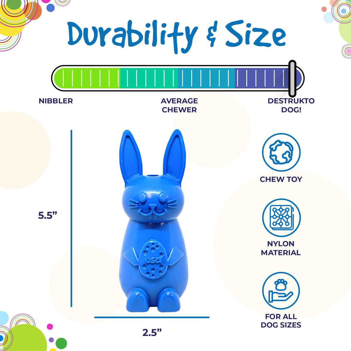 Bunny Nylon Chew Toy for Aggressive Chewers | Durable & USA Made