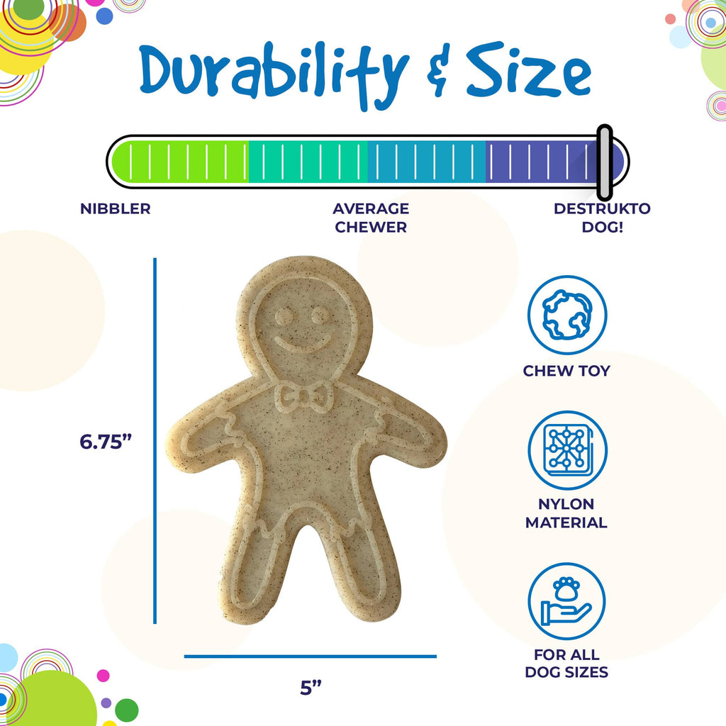 Gingerbread Man Nylon Dog Chew Toy for Aggressive Chewers | USA Made