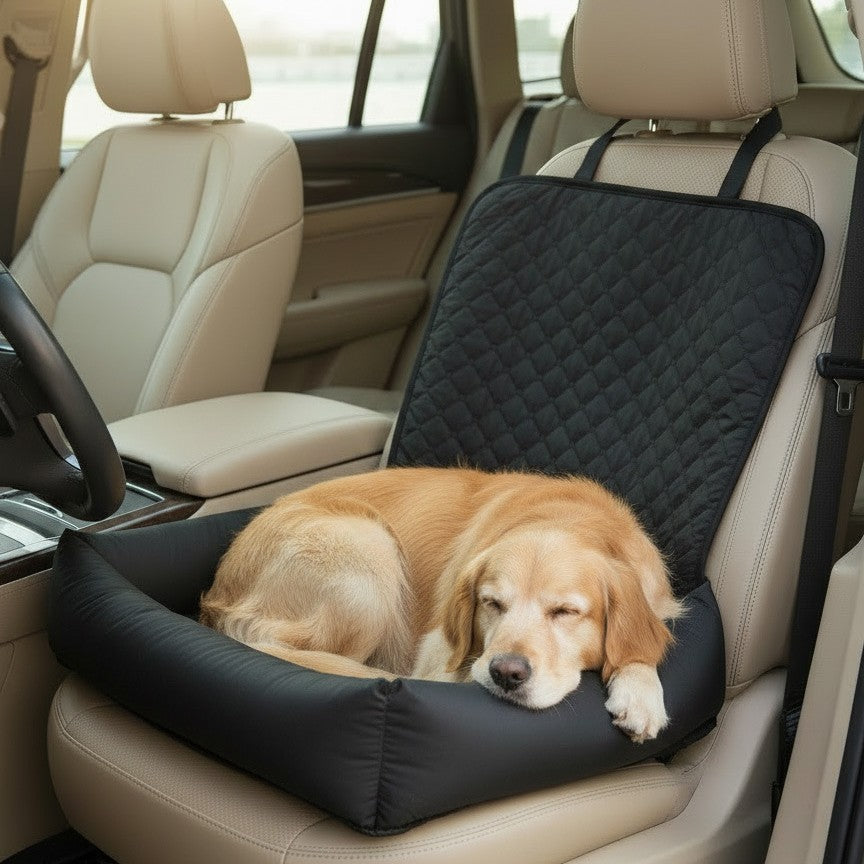 Dog Car Seat For Small Medium Dogs, Pet Front Seat Protector, Black Waterproof & Scratch-Proof Dog Car Seat Cover Booster Sofa, Non-Slip Portable Travel Safety Pet Carrier Bed For Car Truck SUV