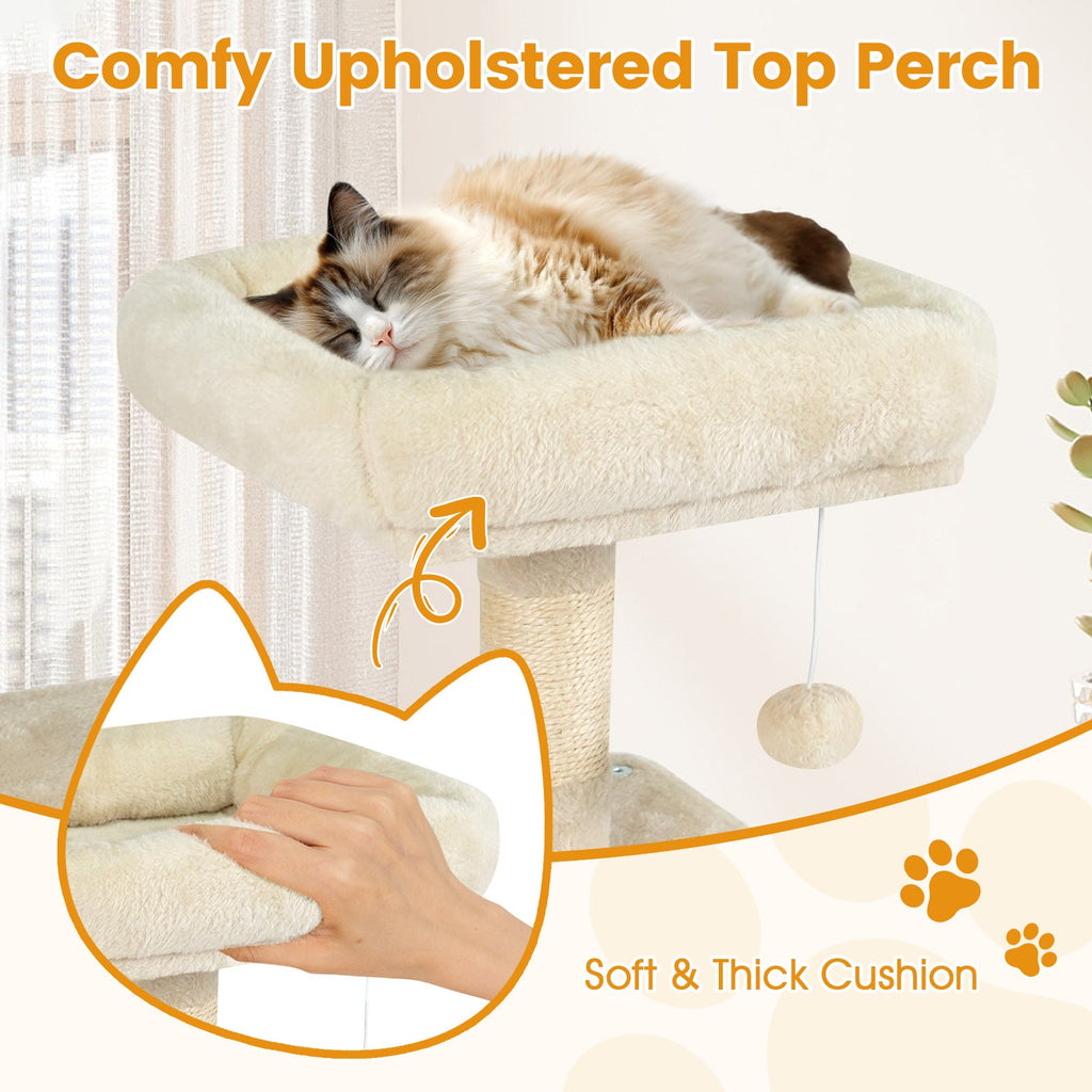 58" Multi-Level Cat Tree Soft Plush Cat Tower with Padded Top Perch