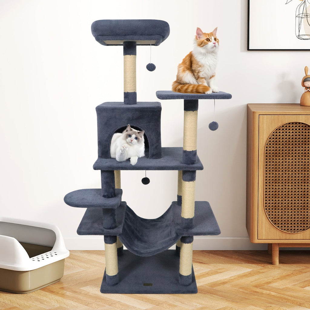 58" Multi-Level Cat Tree Soft Plush Cat Tower with Padded Top Perch