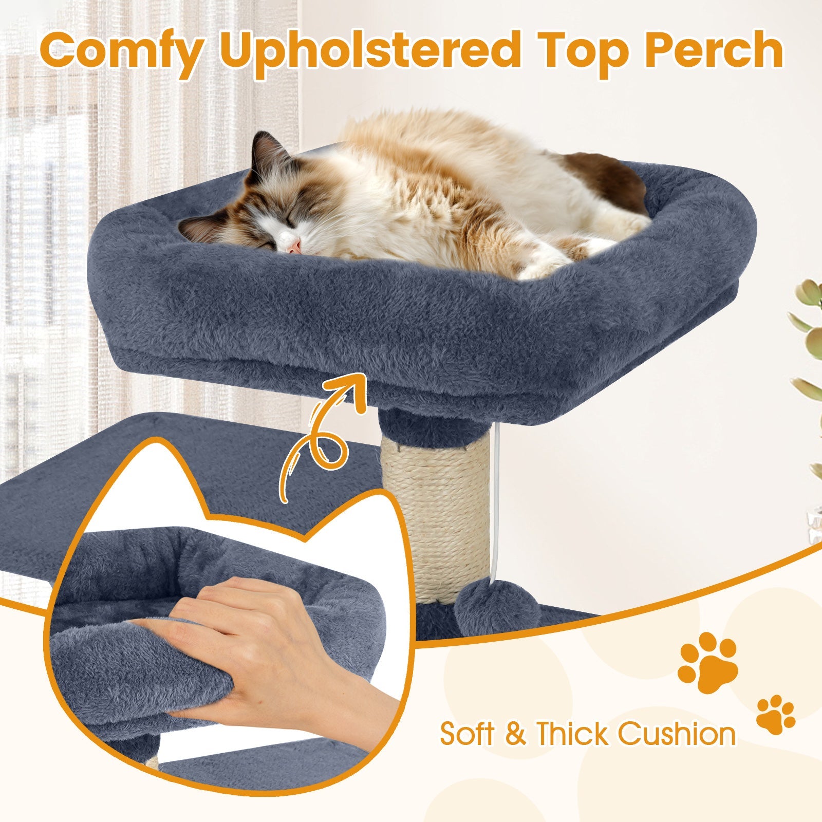 58" Multi-Level Cat Tree Soft Plush Cat Tower with Padded Top Perch