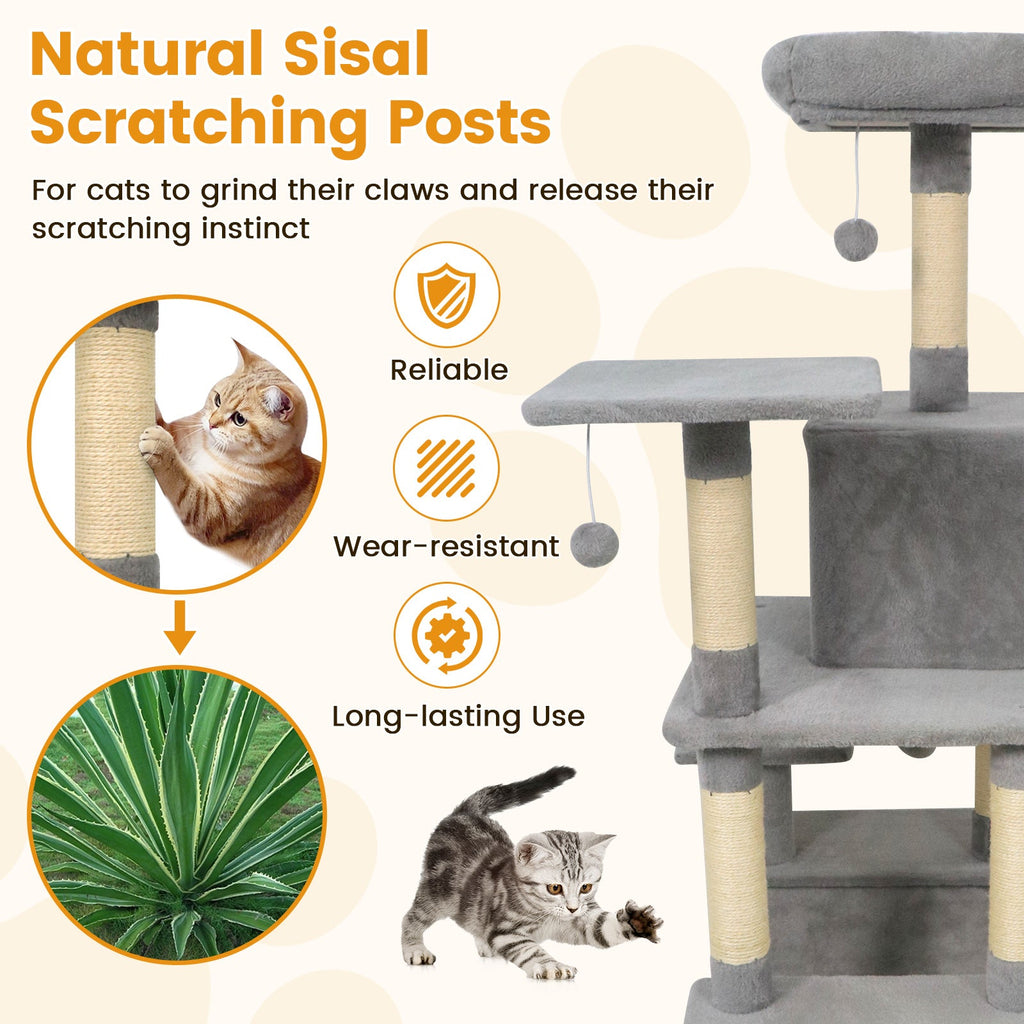 58" Multi-Level Cat Tree Soft Plush Cat Tower with Padded Top Perch