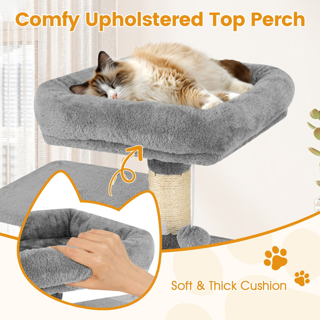 58" Multi-Level Cat Tree Soft Plush Cat Tower with Padded Top Perch